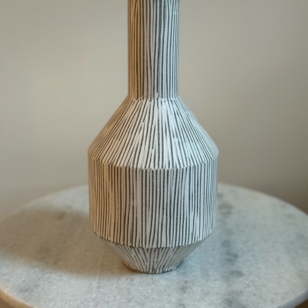 Striped Gray Ceramic Vase - Picture 2 of 3